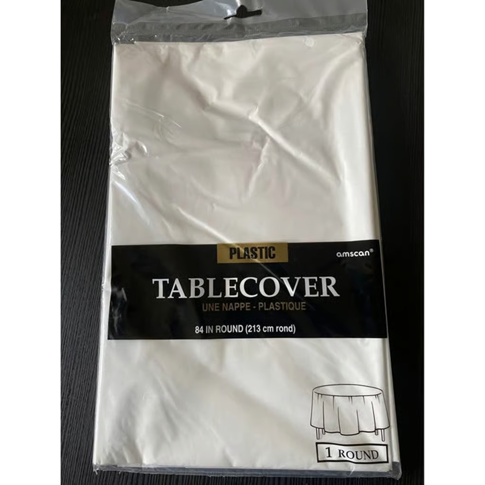 15 Pieces White Rounded Table Covers (84 in) (For parties, events, etc)